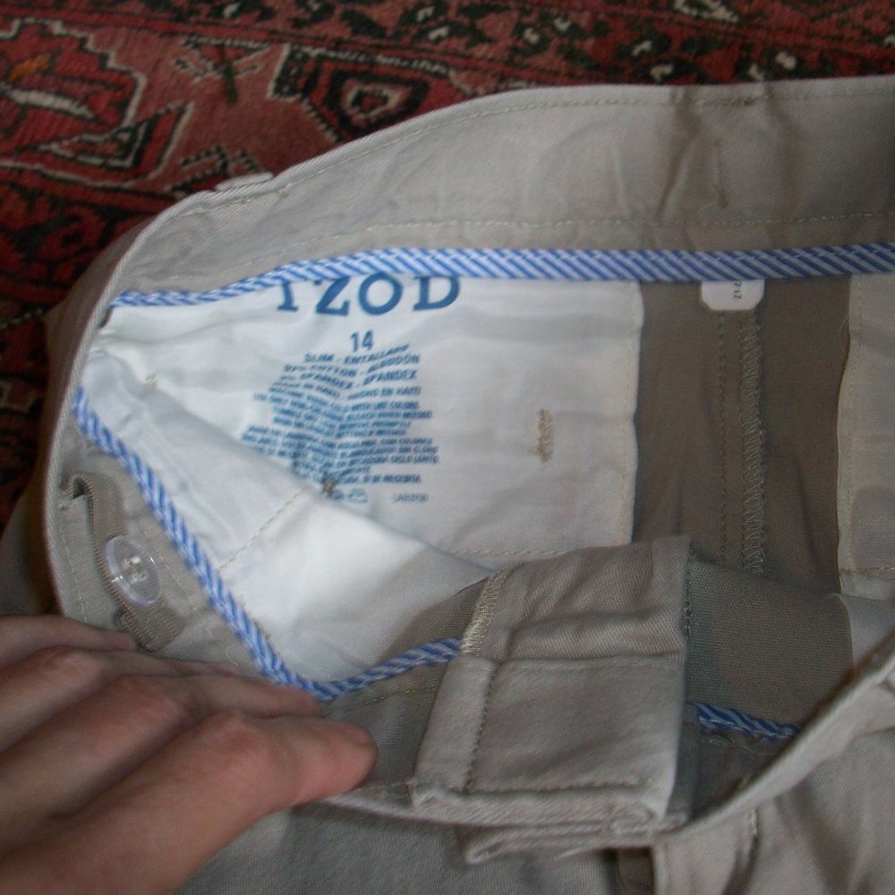 Boys IZOD Beige Dress Pants Chinos Slim 14